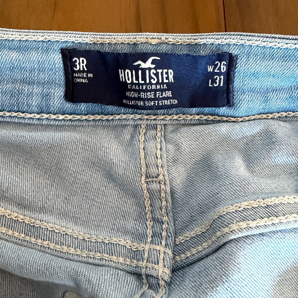 Hollister Sky Blue High-Rise Flare Jeans